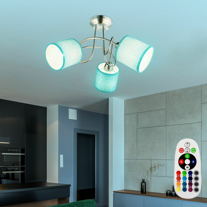 

Lámpara de techo con control remoto, foco de oficina, lámpara textil gris en un juego que incluye bombillas LED RGB