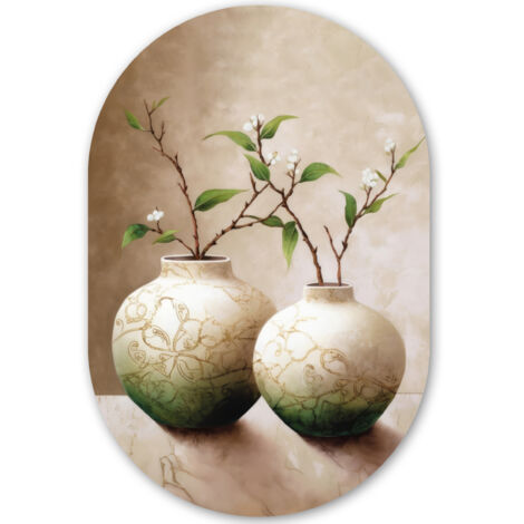 EL CUADRO Flores - Jarrón - Blanco - Botánico - Beige Cuadros Grande 80x120