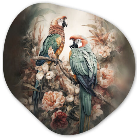 EL CUADRO Loros - Aves - Naturaleza - Flores Decorativos de Salon 60x60