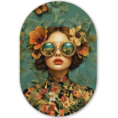 EL CUADRO Mujer - Flores - Mariposas - Naturaleza - Vintage Cuadros Grande 80x120