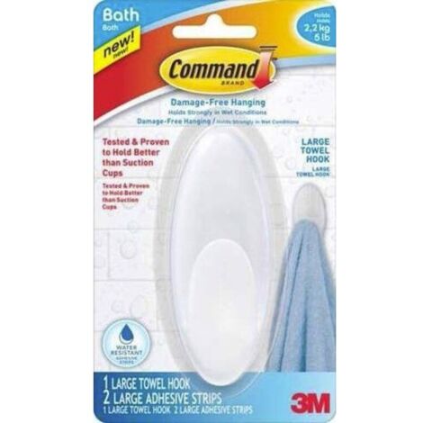 El gancho para toallas para baÃ±o grande Commandâ¢ es nuestra innovadora soluciÃ³n para colgar en el baÃ±o toallas pesadas con seguridad y sin ocasio