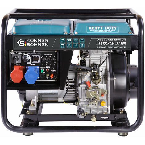 Generador Diesel Trifásico Portátil Silencioso Inverter Arranque Eléctrico  para Casa, 5kVA 10CV 6.3kW 230 / 400V, Salida AC DC,con ATS, 12.5L  Capacidad Tanque, Kit de Herramientas+Embudo Incluidos : : Jardín