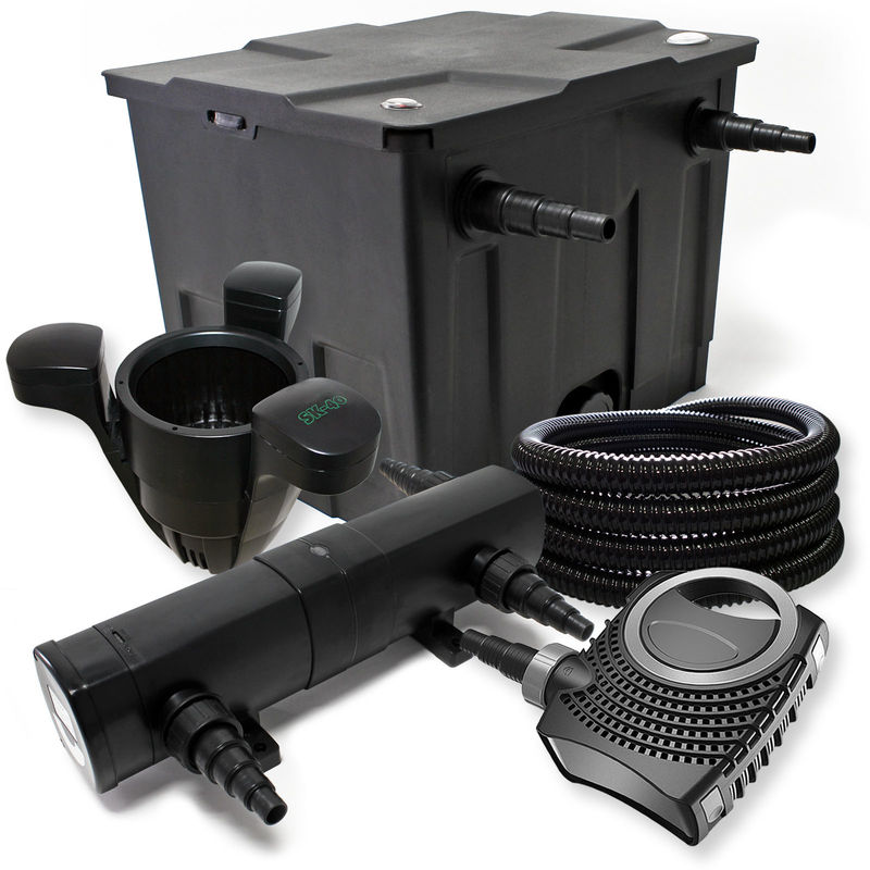 

Wiltec - El Juego Filto Bio 12000L UVC clarificador para estanques 24 W 80 W Bomba 25 m Tubo skimmer Jardin
