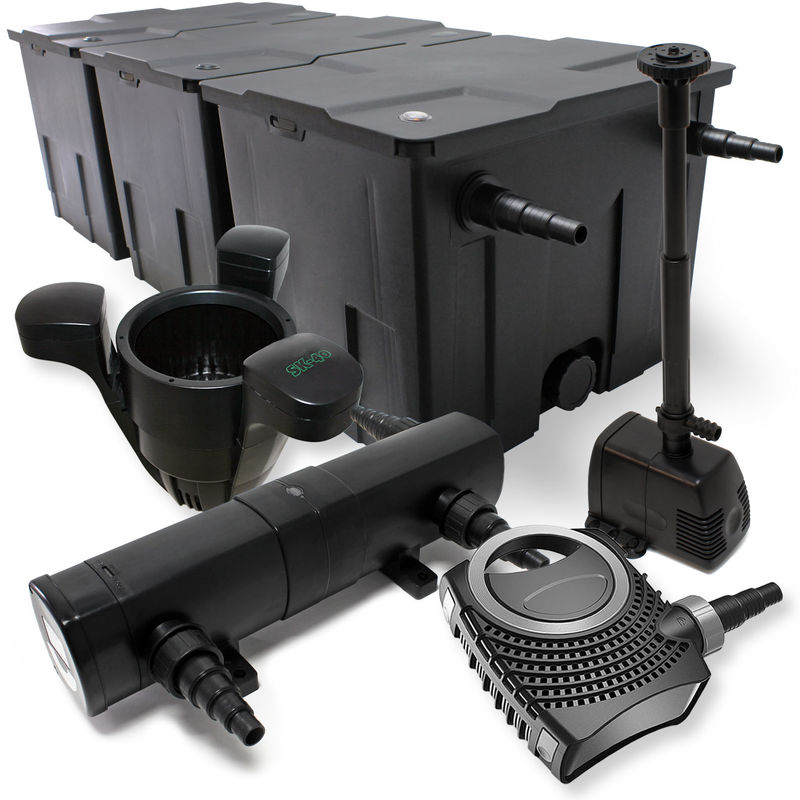 

Wiltec - El Juego Filto Bio 90000l 24 W UVC purificador para estanques 80 W Bomba Fuente skimmer
