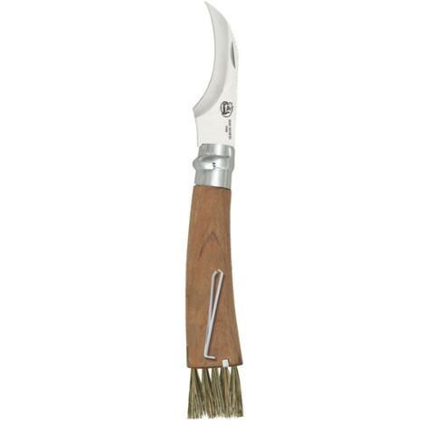 EL ZORRO Pilzmesser mit 8 cm „Girolock“-Klinge und Bürste am braunen und verchromten Griff