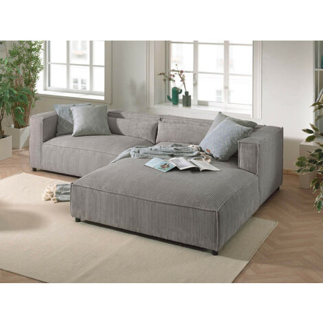 Ela – 4-sitzer-sofa mit ecke rechts – cordsamt – 4-sitzer – moderner stil -  beige