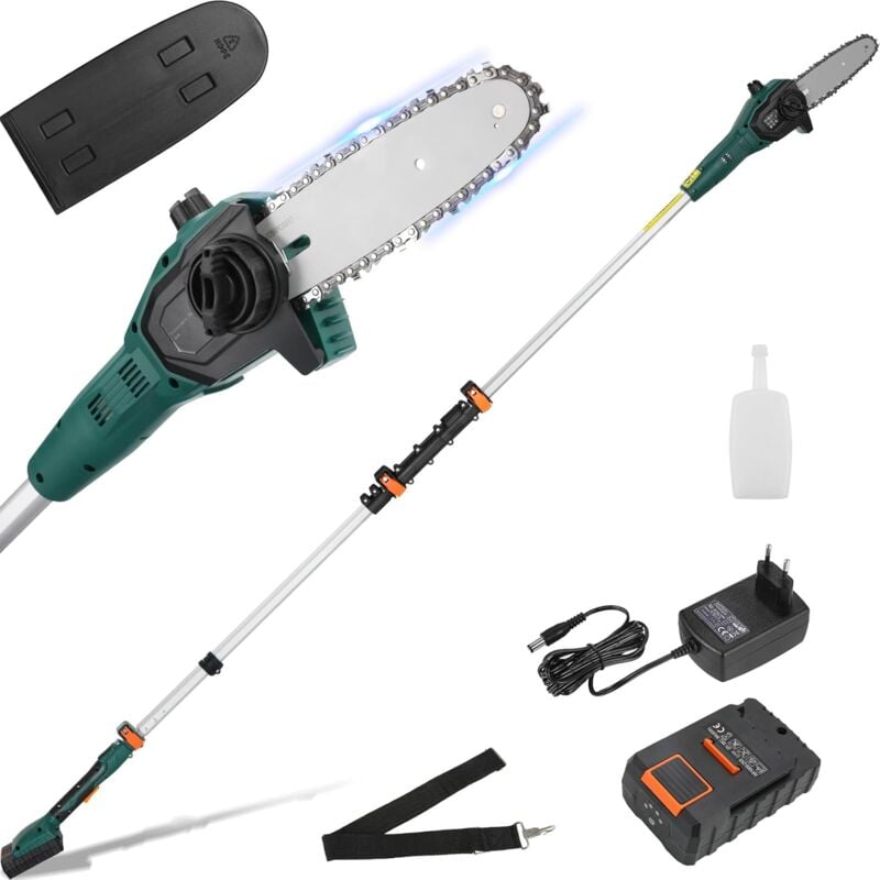 Liferun - lagueur sur Perche sans Fil, Perches Élagueuses Électrique, avec Tube d'Extension, Chargeur Rapide/Batterie Li-Ion 20 v 2,5 Ah, Vitesse de