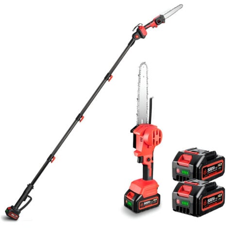 Elagueuse électrique sur perche ONEVAN 8",avec perche télescopique 1.3m/1.8m/2.25m Tronçonneuses télescopiques sans fil longue porté  - Avec 2 batterie (588vf)
