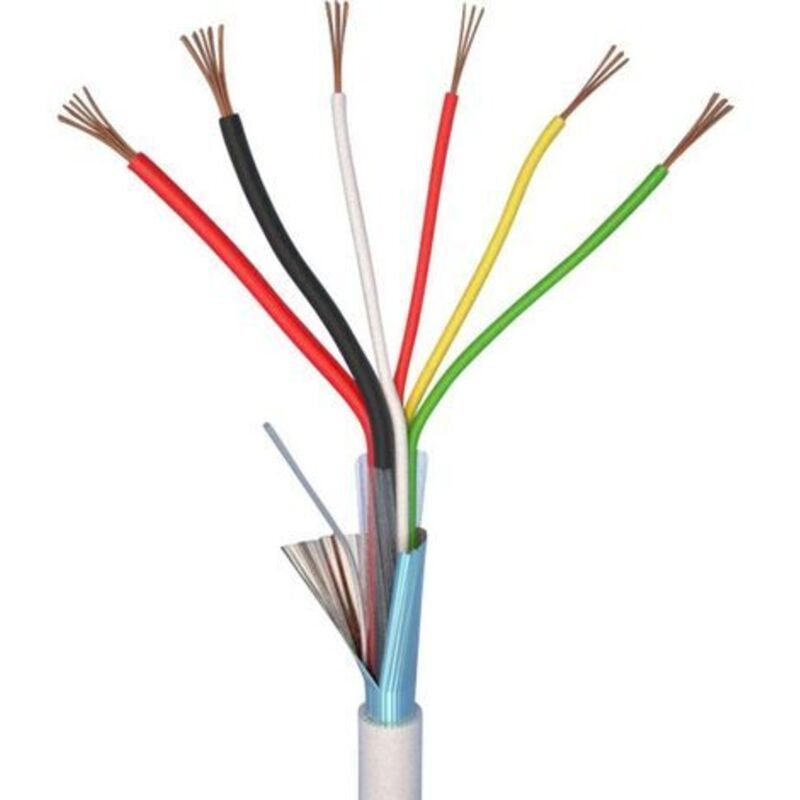 Elan - câble d'alarme liyy 70I141 4 x 0.22 MM² + 2 x 0.50 MM² blanc 10 m