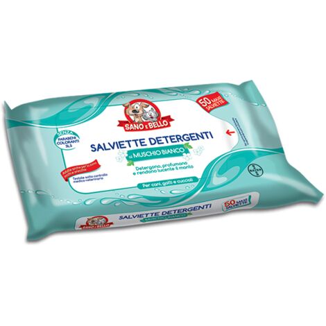 Elanco Dog &amp Cat Sano e Bello Salviette Detergenti (50 pezzi) - Scegli la Profumazione  - Elanco Dog &amp Cat Sano e Bello Salviette Detergenti (50 pezzi) - Scegli la Profumazione - Muschio Bianco