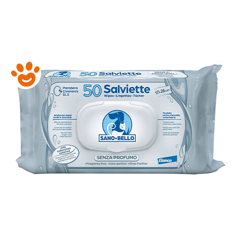 Elanco Dog &amp Cat Sano e Bello Salviette Detergenti (50 pezzi) - Scegli la Profumazione  - Elanco Dog &amp Cat Sano e Bello Salviette Detergenti (50 pezzi) - Scegli la Profumazione - Senza Profumo