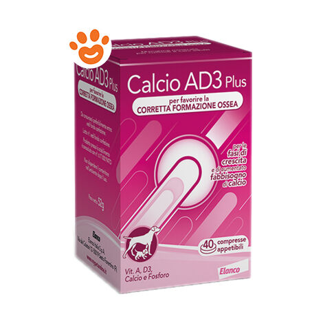 Elanco Dog Calcio AD3 Plus Compresse  - Elanco Dog Calcio AD3 Plus Compresse - Confezione da 40 Compresse