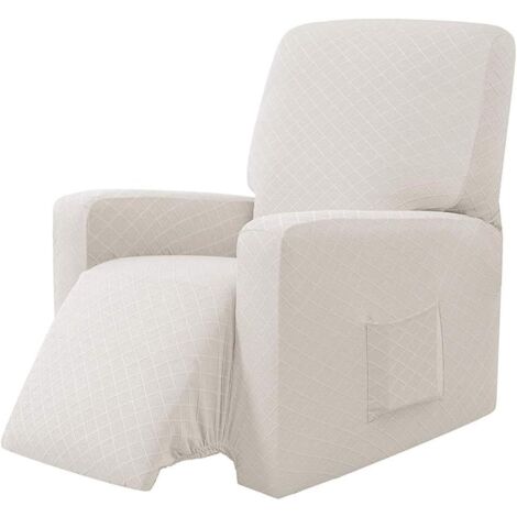 Elastic Armchair Cover, Wing Chair Cover, Soft Polyester Fabric Protector for Chair, Sofa (White)