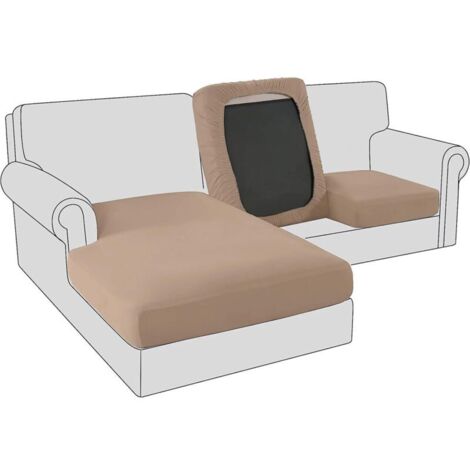 Elastic sofa cover for 2+1 seats, L-shaped frame, synthetic leather, brown