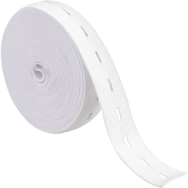 Élastique à couture plate, élastique/cordon large réglable avec œillets, blanc, 30 mètres, 20 mm de large Élastique à couture plate, élastique/cordon large réglable avec œillets, blanc, 30 mètres, 20 mm de large