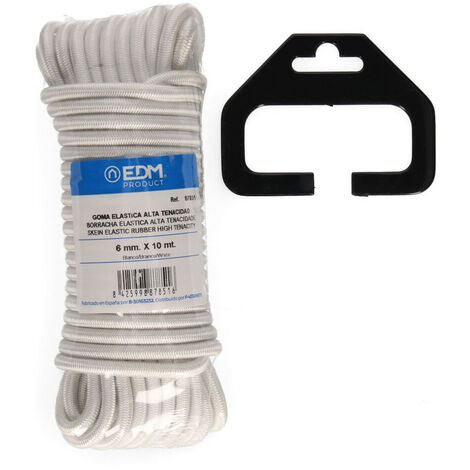 élastique Caoutchouc Blanc 6mm 10m élastique Haute Ténacité, Caoutchouc Blanc, 6mm X 10m. - Edm