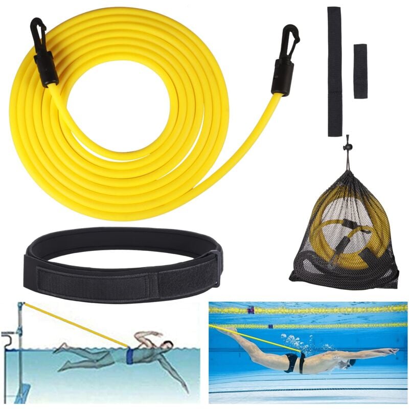 Largeight - Elastique de Nage Piscine Réglable, 4M Ceinture de Natation Résistance, Elastique Natation Enfants Adultes Professionnels, Ceinture de