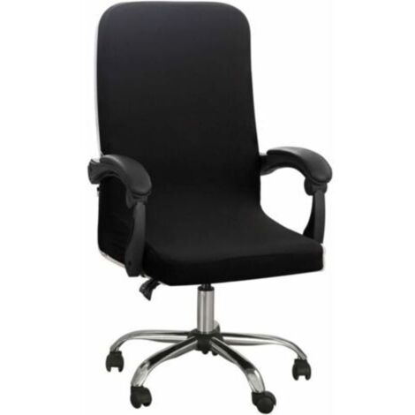 Elastische Bürostuhlbezüge ohne Armlehnen, Jacquardmuster, mit hoher Rückenlehne, abnehmbar, für Universal-Drehstühle, Schwarz, Mittel