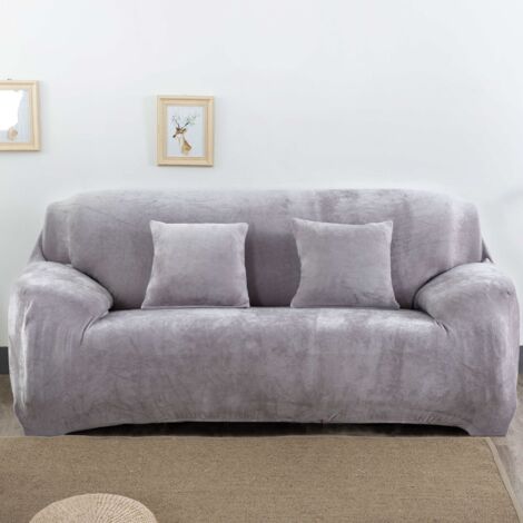 Elastische Plüsch-Überzug für Sofas, vollständig umhüllend, dick, für Dreisitzer-Sofas, aus Stoff, einfarbig deng  ALOVEZ