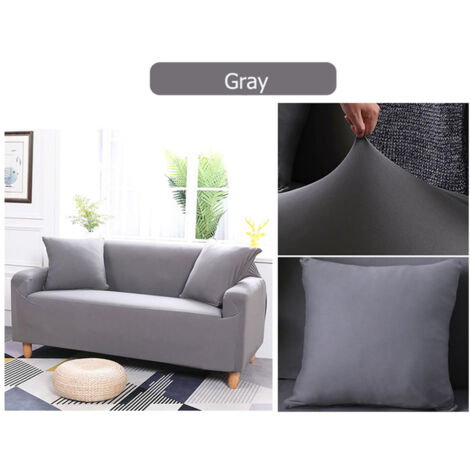 Elastische Schutzhülle für 3-Sitzer-Sofa aus grauem Polyester
