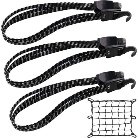 Elastischer Gepäckgurt, Elastikspanner, 3-teilig, elastischer Gepäckgurt, 70 cm, mit Haken