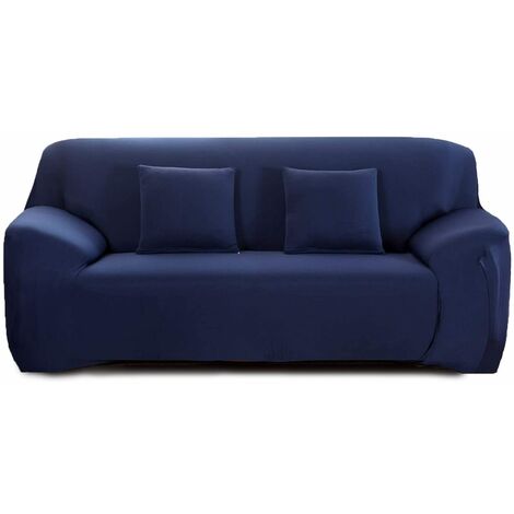 Elastischer Sofabezug 2 Sitzer, Sofa-Überwürfe Sofahusse Couchhusse Spannbezug für Sofa mit Armlehne,Marineblau