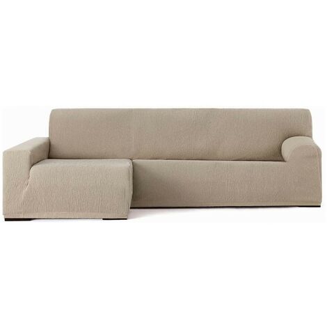 TOSCOHOME Elastischer Sofabezug 250/310 cm Halbinsel links beige lange Armlehne - Troya