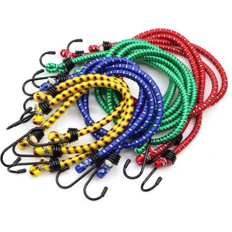 Elastisches Bungee-Seil 80 cm mit Haken – 10 Stück