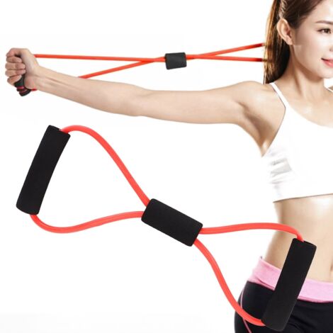 Elastisches Seil in Achterform für Brusttraining und Yoga, rotes Widerstandsband zur Muskelstraffung
