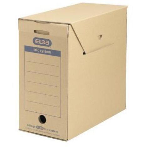 ELBA Archivbox ELBA tric system 15,8 x 30,8 x 33,3 cm (B x H x T) DIN A4 mit ArchivdruckWellpappe naturbraun
