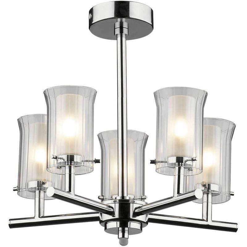Elba ceiling lamp polished chrome and glass 5 lights