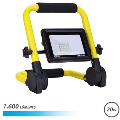 Elbat foco led con soporte plegable 20w - 1600 lumenes - 6500k luz fria - cable de 1.50m - ip65 para uso en exterior