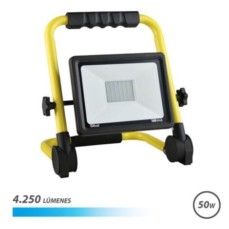 Elbat foco led con soporte plegable 50w - 4250 lumenes - 6500k luz fria - cable de 1.50m - ip65 para uso en exterior