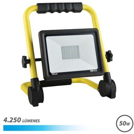 Elbat foco led con soporte plegable 50w - 4250 lumenes - 6500k luz fria - cable de 1.50m - ip65 para uso en exterior