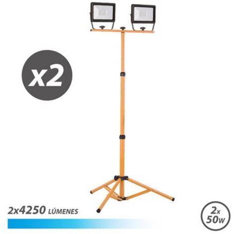 Elbat foco led con tripode 2 x 50w - 4250 lumenes - 6500k luz fria - cable de 3m - ip65 para uso en exterior