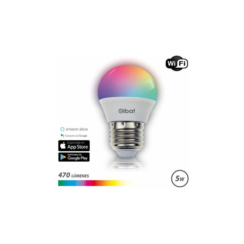 Elbat - spherical led bulb smart wi-fi g45 e27 5w 470lm rgb - température 2700k à 6000k - commande vocale - télécommande - 3 modes de couleur :
