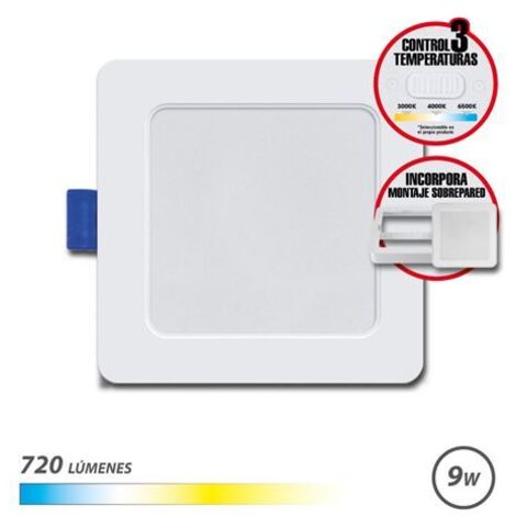 Elbat square downlight 9w - 720lm -- sélecteur de température + lèche-mur - colour white