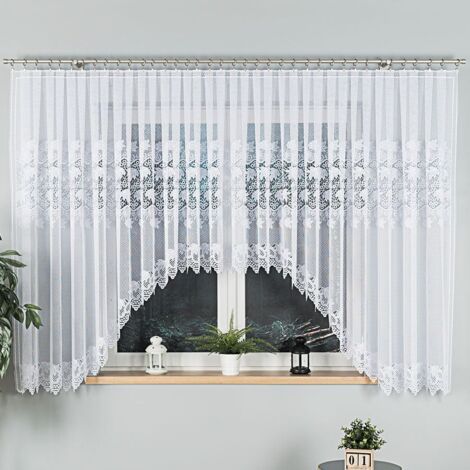 ELŻBIETA - Cortina jacquard confeccionada con corte en la parte inferior - 600x160 cm - blanco