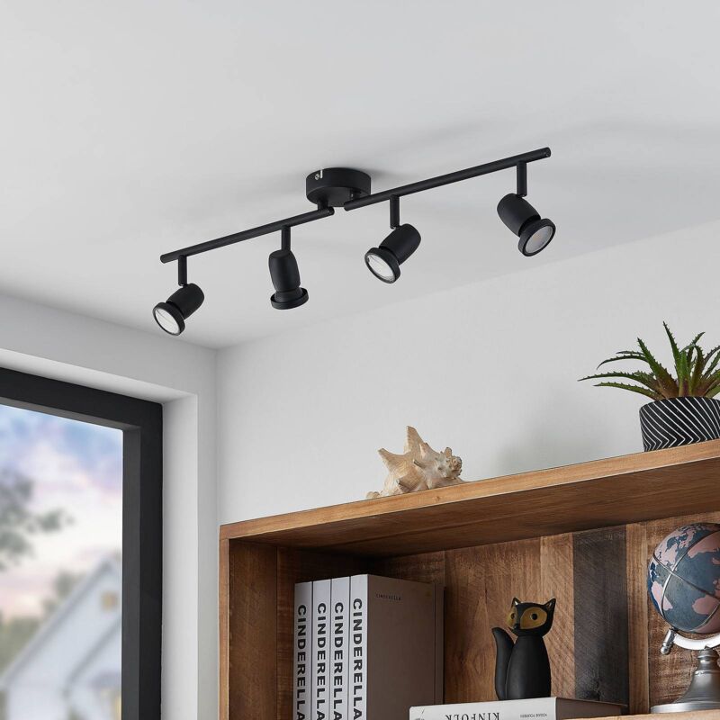 

ELC Simano foco de techo LED, negro, 4 luces