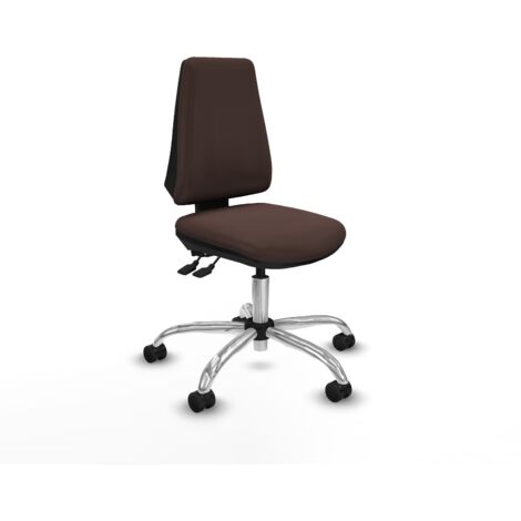 Elche AS similpiel marrón oscuro base cromada ruedas nailon 65mm