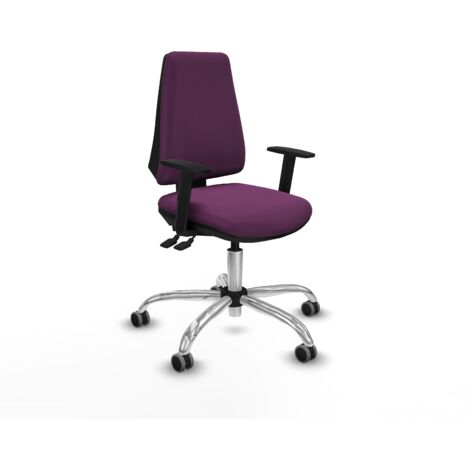 Elche AS similpiel morado brazos 1D base cromada ruedas engomadas 65mm