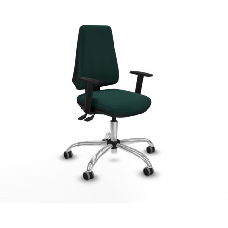 Elche AS similpiel verde botella brazos 1D base cromada ruedas engomadas 65mm