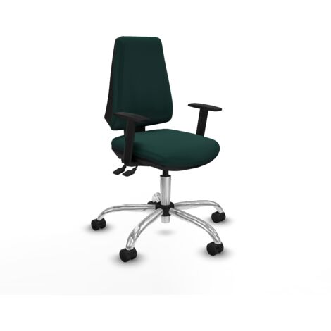 Elche AS similpiel verde botella brazos 1D base cromada ruedas nailon 65mm