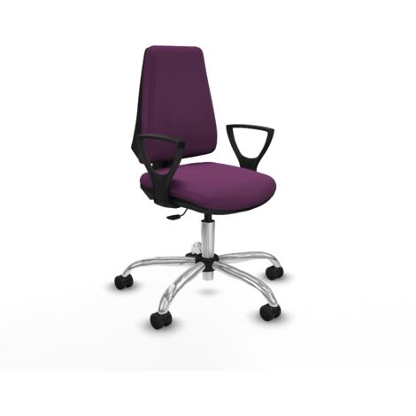 Elche CP similpiel morado brazos fijos base cromada ruedas nailon 65mm