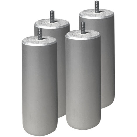 ELEA - Jeu de 4 pieds 15 cm gris argent pour sommier tapissier