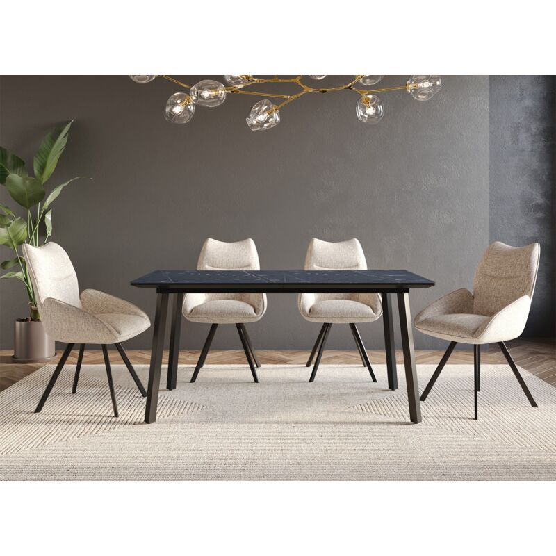 Deco In Paris - elea - Table à manger rectangulaire extensible pieds métal noir elea