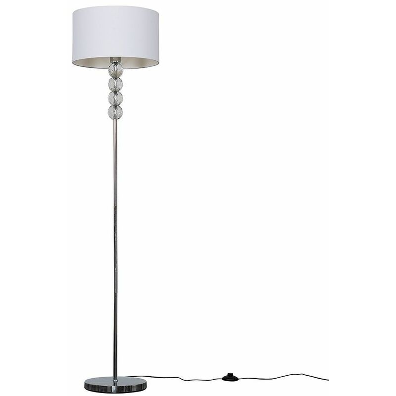 Minisun - Chrome Floor Lamp with Acrylic Ball Design Stem