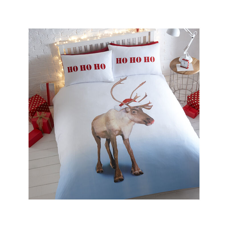 Image of Blitzen Reindeer Stag Duvet Cover Set, Multi, Double - Eleanor James