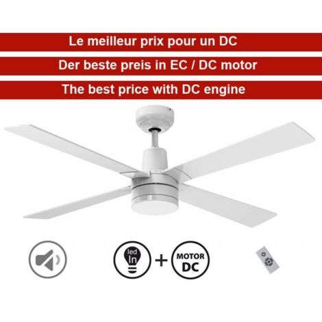 Electra de KlassFan un ventilateur de plafond DC silencieux de 122 Cm, équipé d'une télécommande et une lampe led