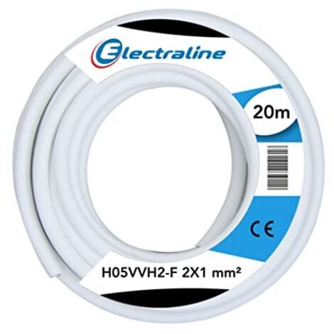 Electraline 10964 H05VVH2-F Cavo, Sezione 2x1 mm, Lunghezza 20 m, Bianco